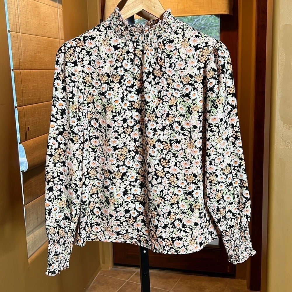 Sanctuary Romance Smocked-Neck Popover Top Size Small